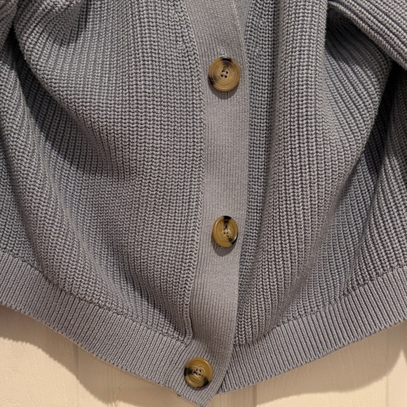 H&M Dusty Blue Ribbed Button-Front Cardigan - Picture 4 of 15